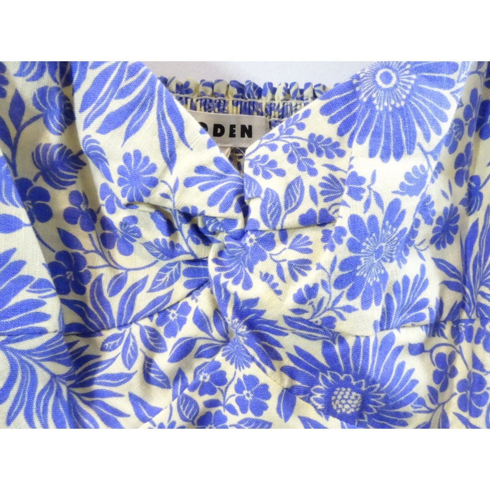 Boden Blue Floral Linen Cotton Maxi Dress Puff Sleeve Sweetheart Neck NWT US 4R - Picture 6 of 13